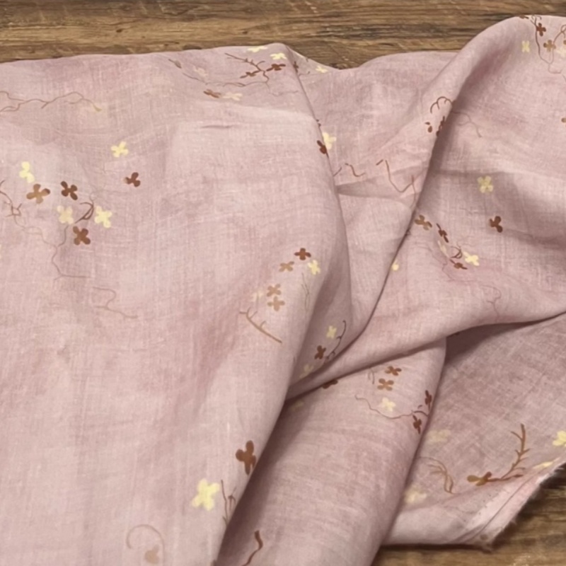 Vintage Sewing Textile - Tessuto in lino ramie stile boho,